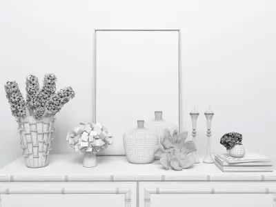 Decorative set with chest of drawers 3D model