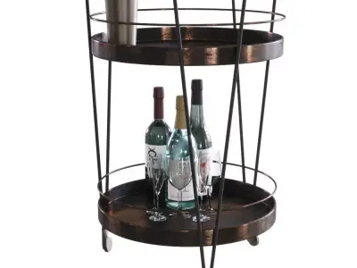 Serving trolley with decor Low-poly 3D model