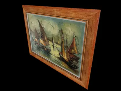 Sailing Boats Oil Painting  3D model
