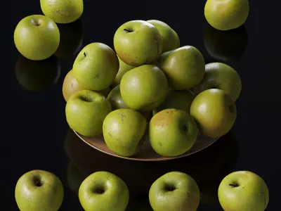 Granny Smith Apples - 4 models Low-poly 3D model