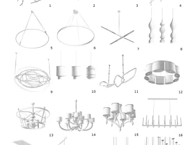 Ceiling Lights Pack - 80 models Low-poly 3D model