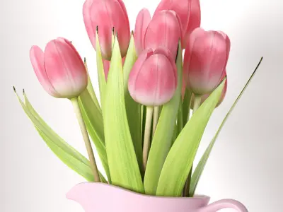 Tulips 7 in pitcher 3D model