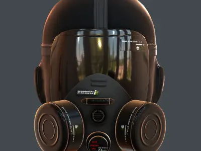 Gas mask helmet 3d model scifi Low-poly  Low-poly 3D model