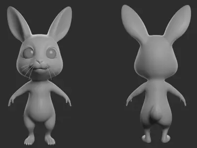 Cartoon Rabbit  II Basemesh  Low-poly 3D model