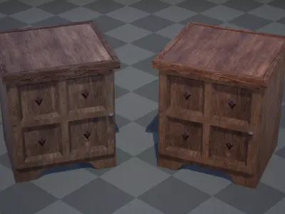 Old bedside table - PBR Game Ready Low-poly 3D model Low-poly 3D model