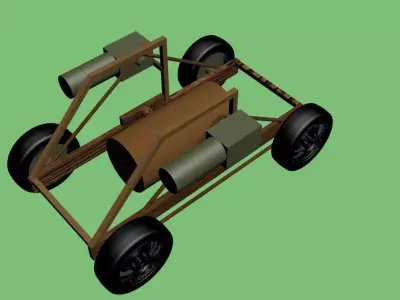 Toy trolley with guns Low-poly 3D model