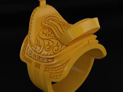 Horse Saddle Engraved Ring 3D print model
