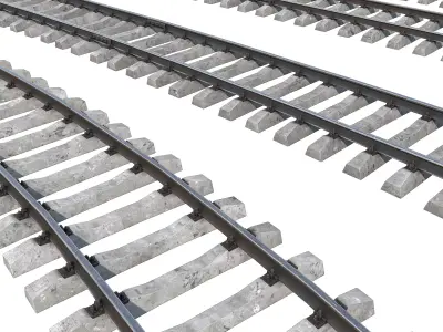 Railroad track set 1520mm 3D model