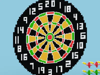Voxel Dartboard Low-poly 3D model