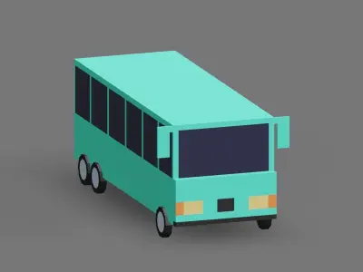 Cars trucks and buses Low-poly 3D model