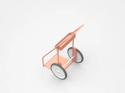 Pink Hand Truck With High Wheels And Chain 3D model