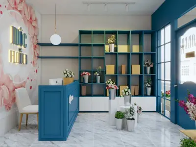 Flower shop MOC Low-poly 3D model