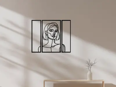 Minimalist Woman Line Art Wall Decor 3D print model