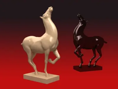 Carving Horse And Marble Stone Horse 3D model order