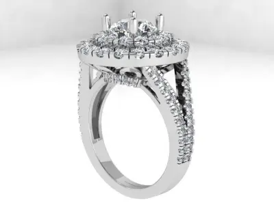 Round Halo Split Shank Ring 4460 3D print model