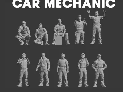 Garage car mechanic repair figure 3D print model