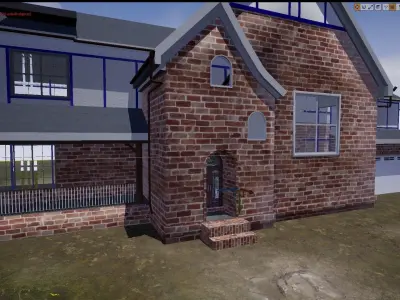 3d House with trees and flowers Low-poly 3D model