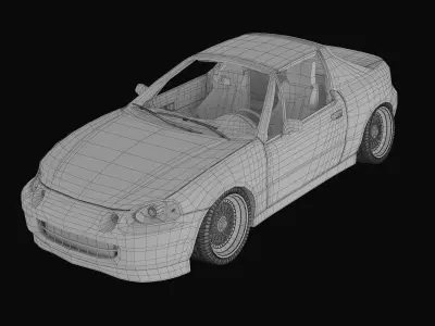 Honda Del Sol Rigged Low-poly 3D model