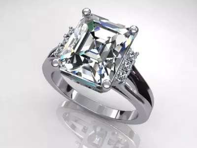 Princess Sid Stone Diamond Ring 3D print model