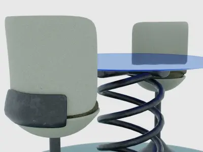 Glass table and chair Free low-poly 3D model