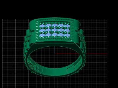 Print Ready STL 3DM  Gents Rings Diamond Men Ring  3D print model 197