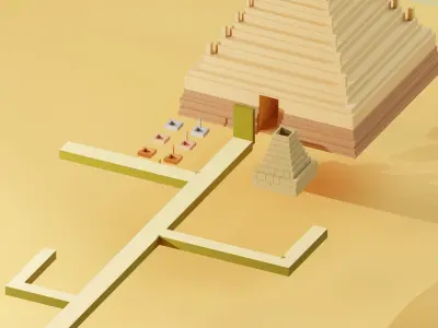 Temple 9 - Desert Temple Low-poly 3D model