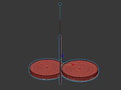 MOONLIGHT gold pendant light with two circular discs 3D model