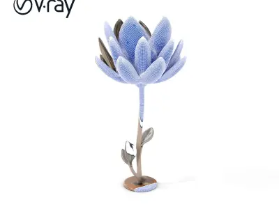 Stylized Metal Flower Sculpture Model Pack Low-poly 3D model