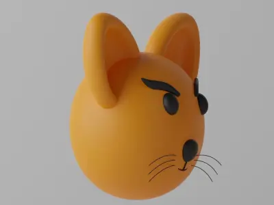 Cartoon Cute Fox Head 1 3D model