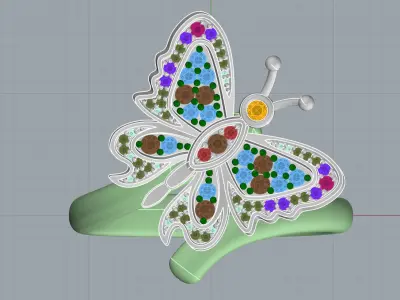  ring 3D print model butterfly 3D print model