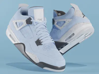 Nike Air Jordan 4 University Blue Shoe Low-poly 3D model