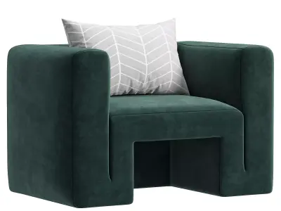 MATRA DEEP TEAL VELVET LOUNGE CHAIR BY CB2 3D model