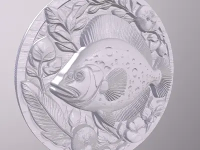Flounder Fish 2 basrelief for 3D printing 3D print model