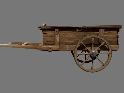 Medieval Cart Low-poly 3D model