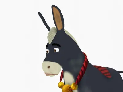 Donkey cartoon wearing scarf 3D model