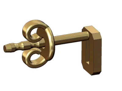 0 zero number varsity font stud earring 3D print model