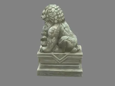 Stone lion sculpture - Asian lion sculpture Low-poly 3D model