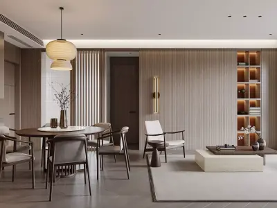 japanese living room dining room interior scenes 09 3D model