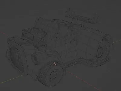 Vintage Cartoonish Low Poly Race Car Low-poly 3D model