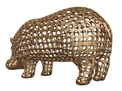 Hippopotamus Voronoi Wireframe 3D print model