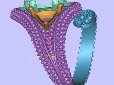 Fashion Ring with big yellow Stone and diamonds    3D print model