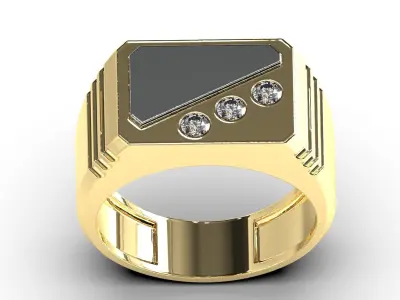 Men signet ring with gold overlay 3D print model