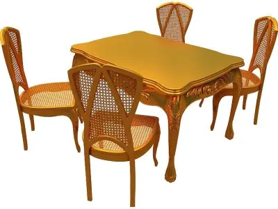 classical Dining set Low-poly 3D model