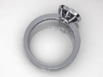 Halo One Stone Big Size Diamond Ring 3D print model