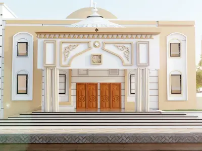 Classical two story  mosque in libya arab style 3D model