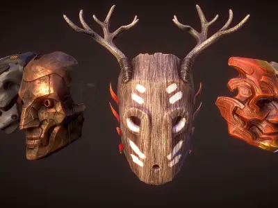 Masks pack 2 Low-poly 3D model