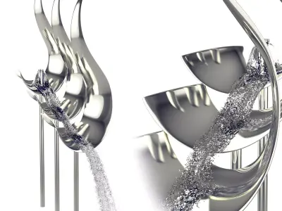 Swirl element stainless steel fountain 3D model