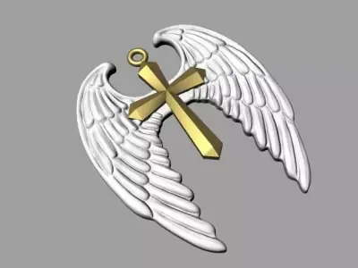 Angels Cross Jewelry Brand Gold 3D print model