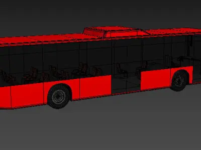 bus autobus coach vehicle car long car wheels wheel OBJ and FBX 3D model