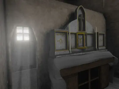 Post apocalyptic church Low-poly 3D model